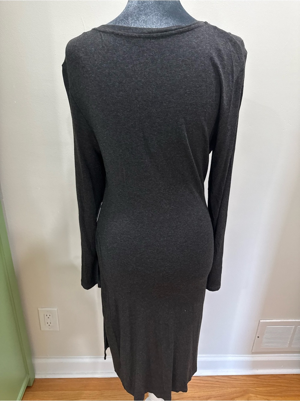 Esprit Charcoal Wrap-Style Long-Sleeve Dress - Picture 9 of 12
